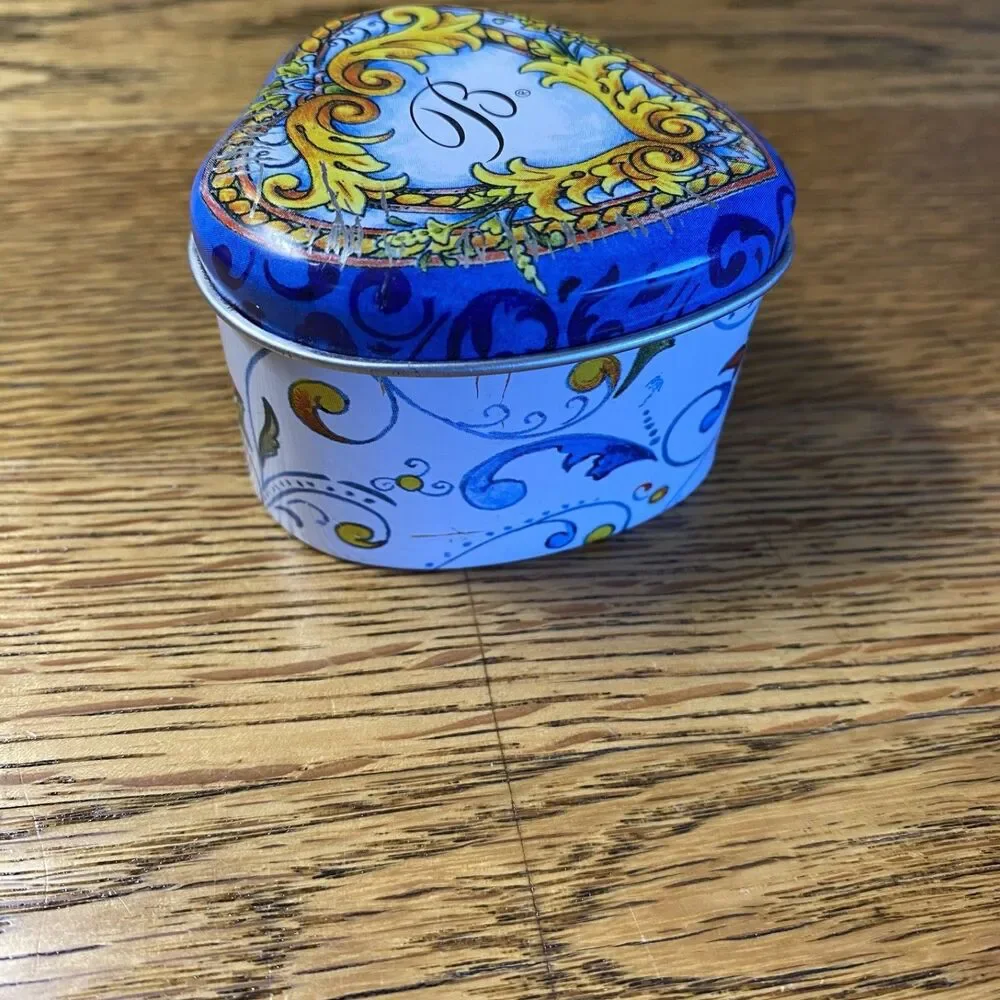 Brighton Empty Small Heart Tin Ring Box with Royal Blue Velvet Foam Insert